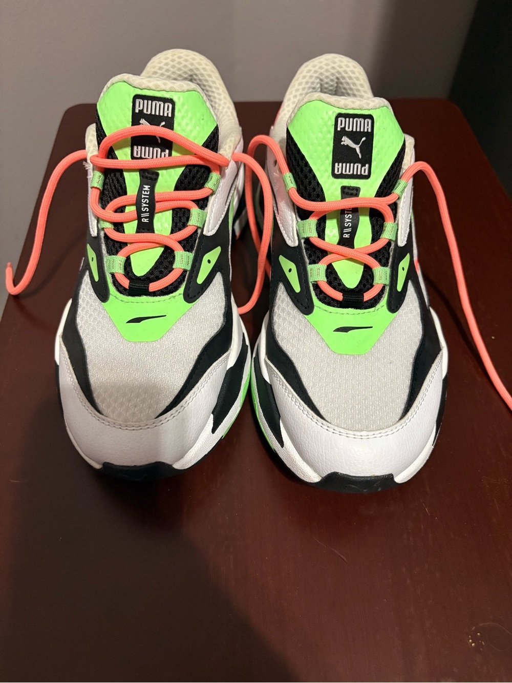 Puma Neon Green & Coral Athletic Sneakers